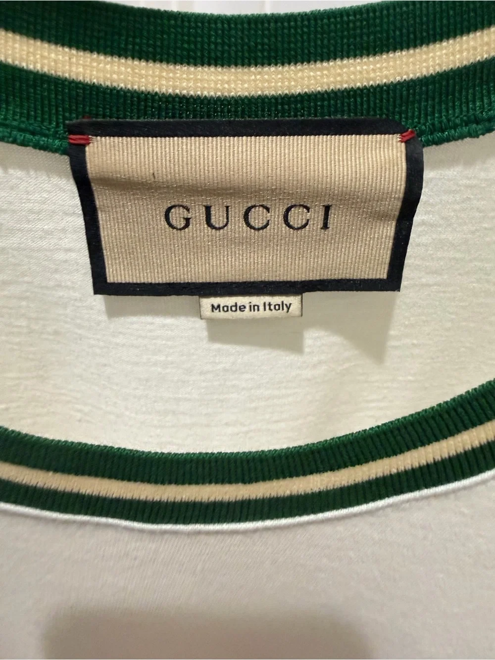 Gucci Kids Cream Tank Top with Green Trim and Multicolor Logo